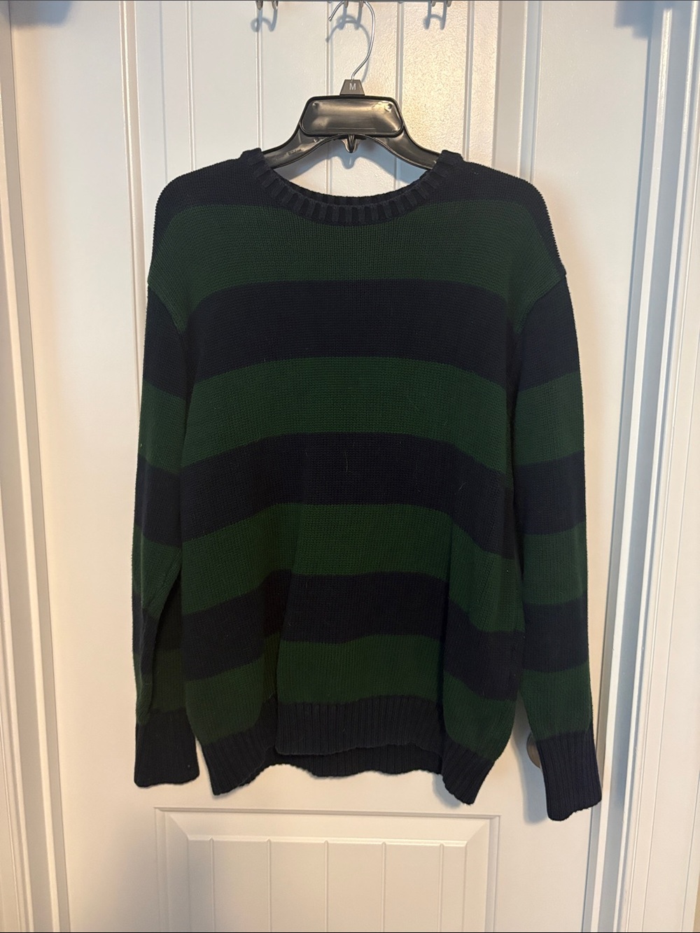 Brandy Melville Green & Navy Wide-Stripe Crewneck Sweater